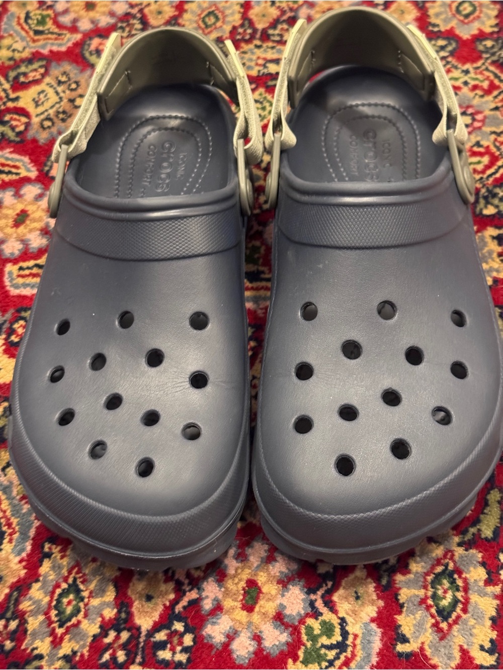 CROCS Classic Clog in Navy with Tan Strap